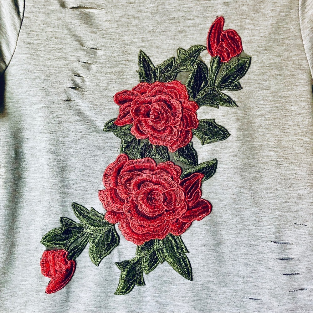 Distressed Floral Embroidered Dress/Tunic - Picture 2 of 4